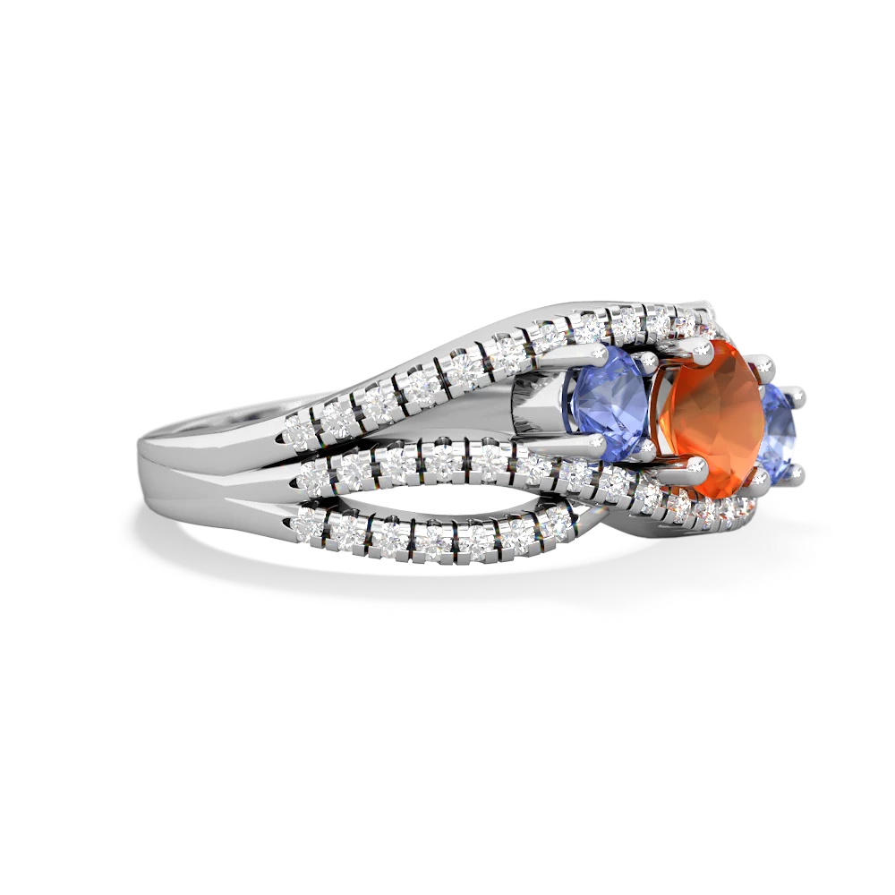 Fire Opal Three Stone Aurora 14K White Gold ring R3080