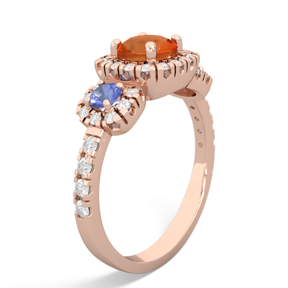 Fire Opal Regal Halo 14K Rose Gold ring R5350