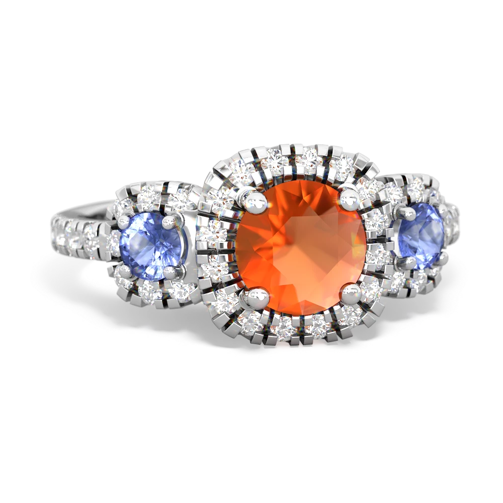 Fire Opal Regal Halo 14K White Gold ring R5350