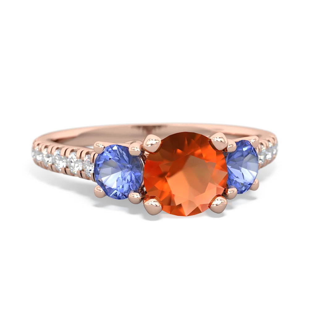 Fire Opal Pave Trellis 14K Rose Gold ring R5500