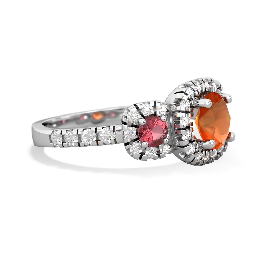 Fire Opal Regal Halo 14K White Gold ring R5350