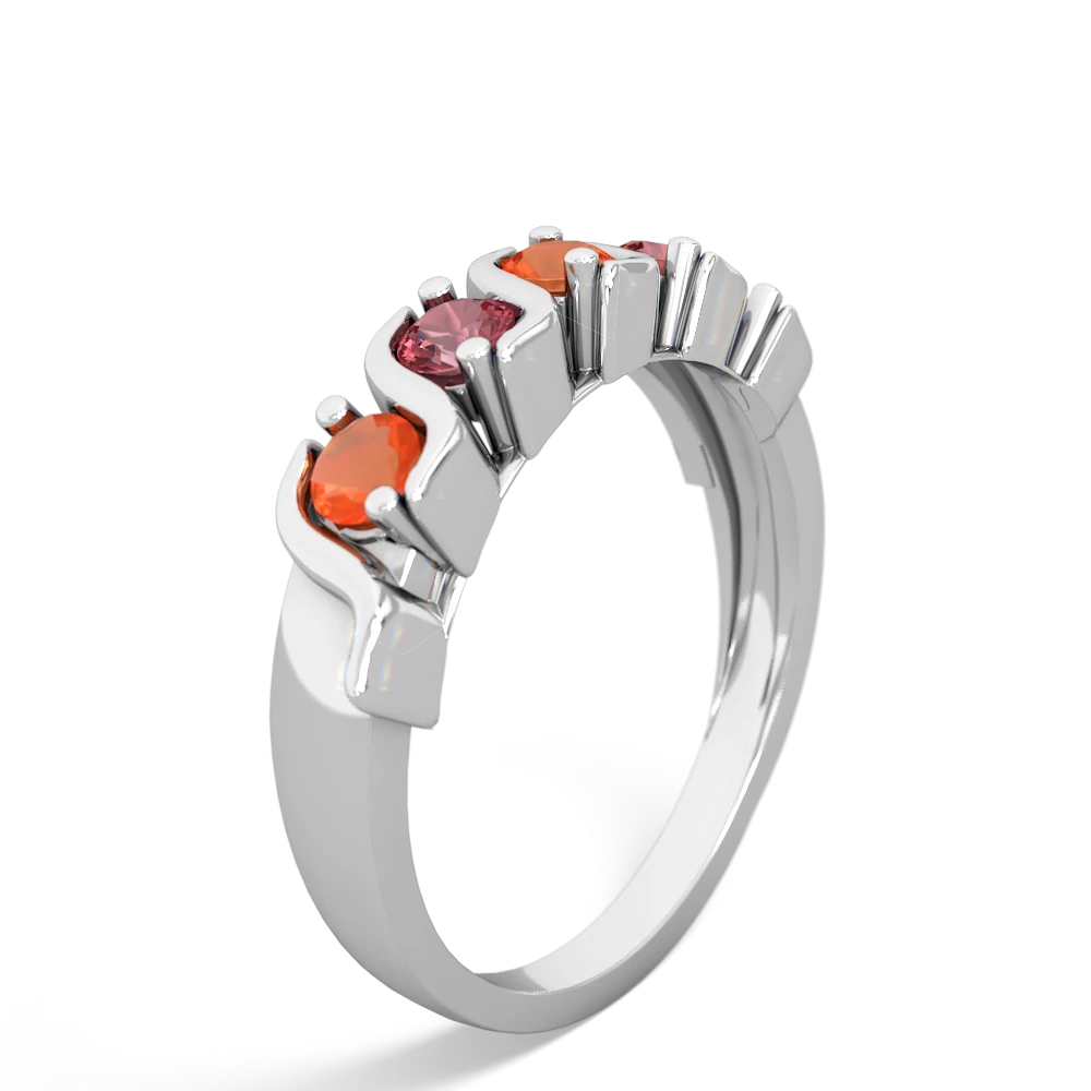 Fire Opal Anniversary Band 14K White Gold ring R2089