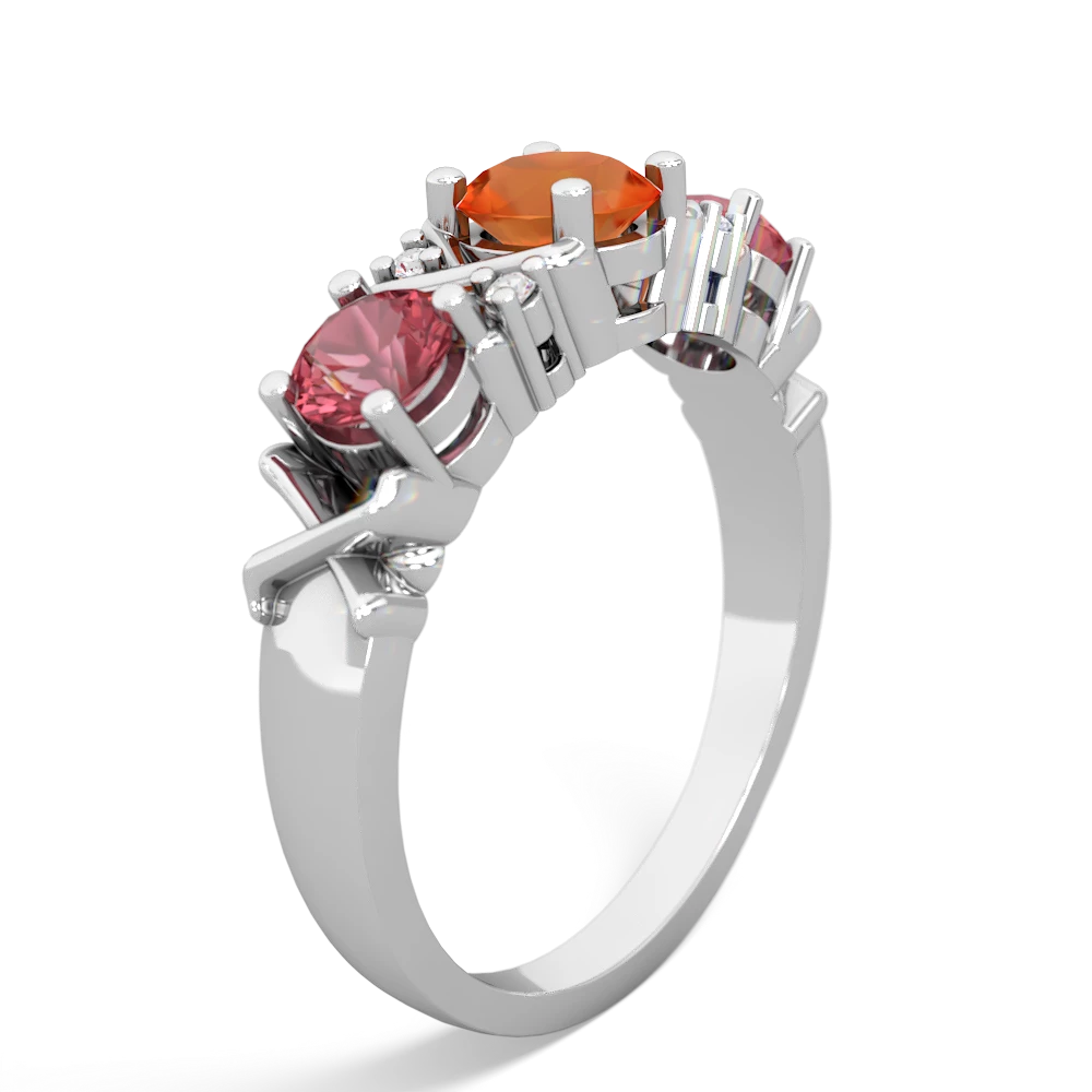 Fire Opal Hugs And Kisses 14K White Gold ring R5016