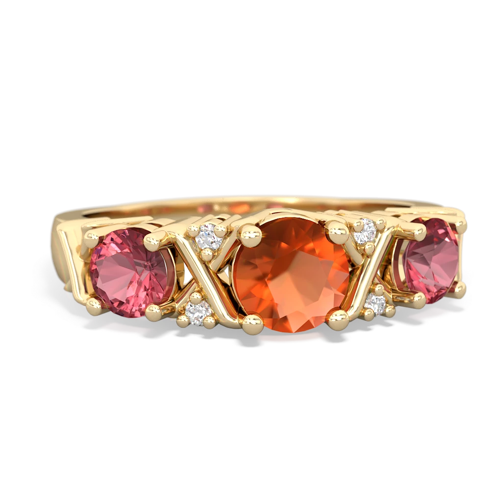 Fire Opal Hugs And Kisses 14K Yellow Gold ring R5016