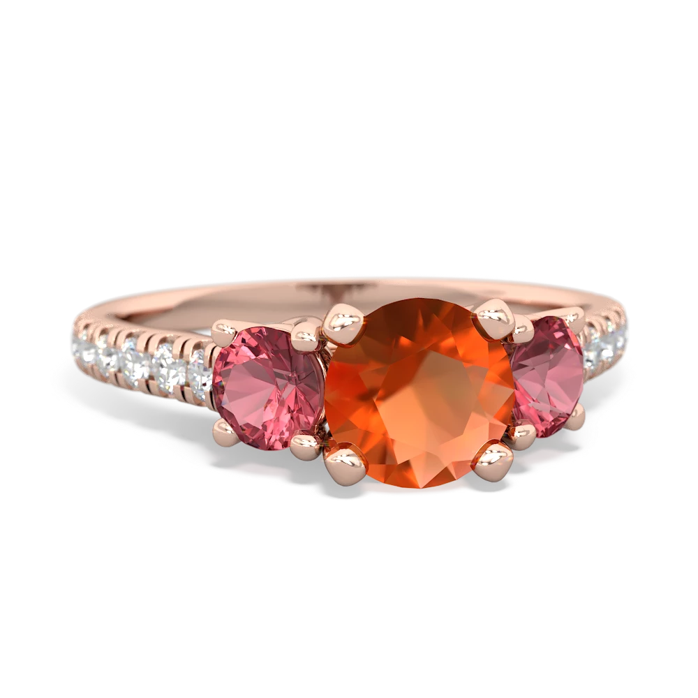 Fire Opal Pave Trellis 14K Rose Gold ring R5500