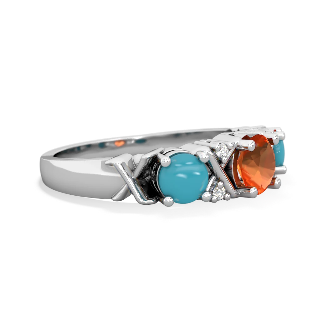 Fire Opal Hugs And Kisses 14K White Gold ring R5016