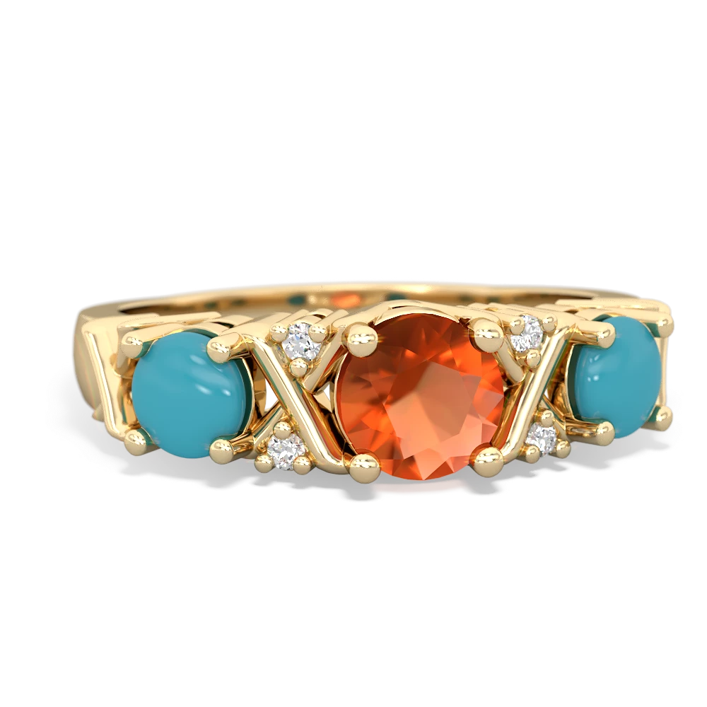 Fire Opal Hugs And Kisses 14K Yellow Gold ring R5016