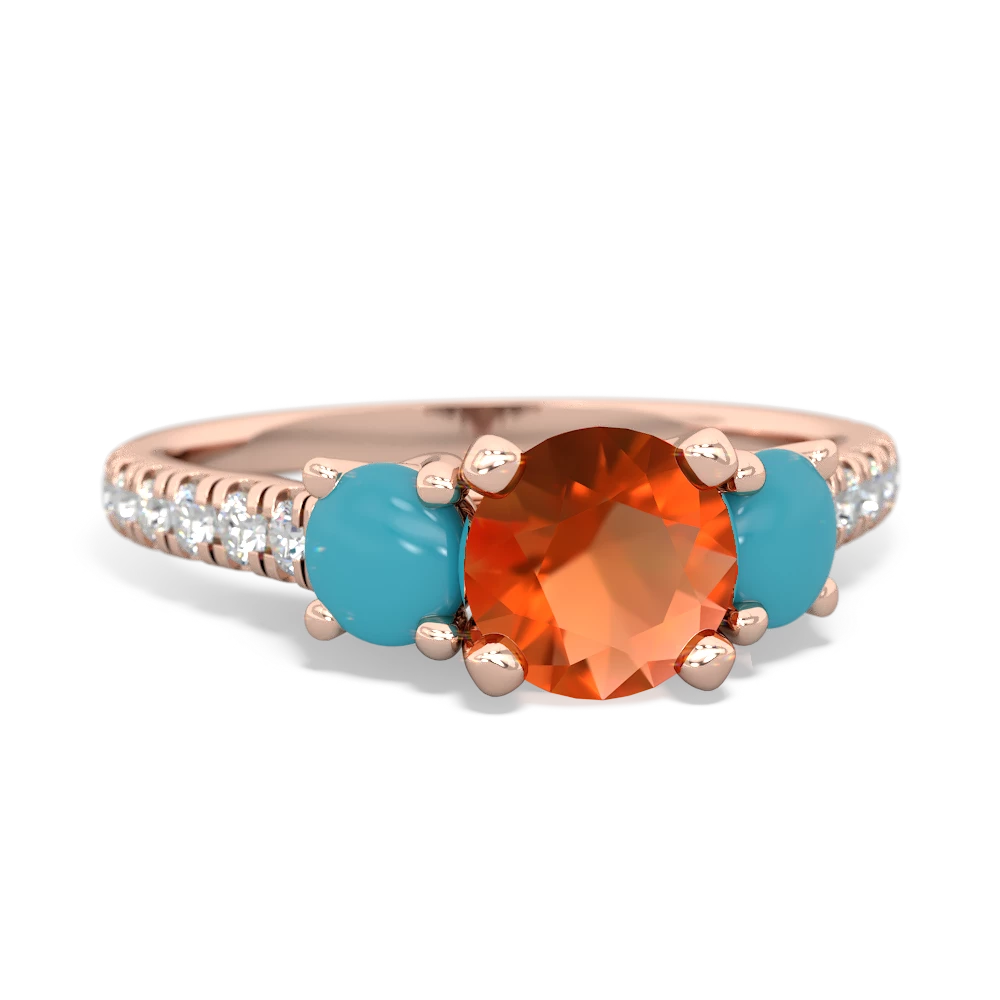 Fire Opal Pave Trellis 14K Rose Gold ring R5500