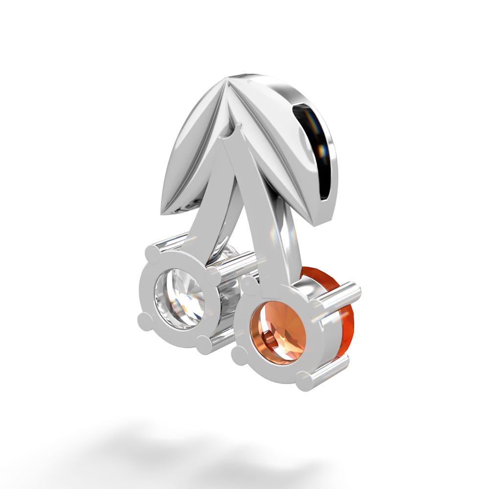 Fire Opal Sweet Cherries 14K White Gold pendant P7001