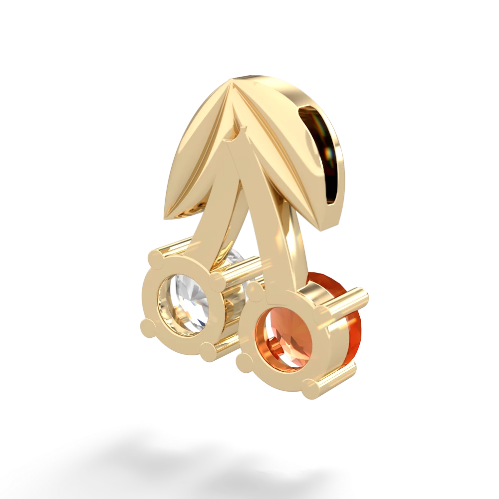 Fire Opal Sweet Cherries 14K Yellow Gold pendant P7001