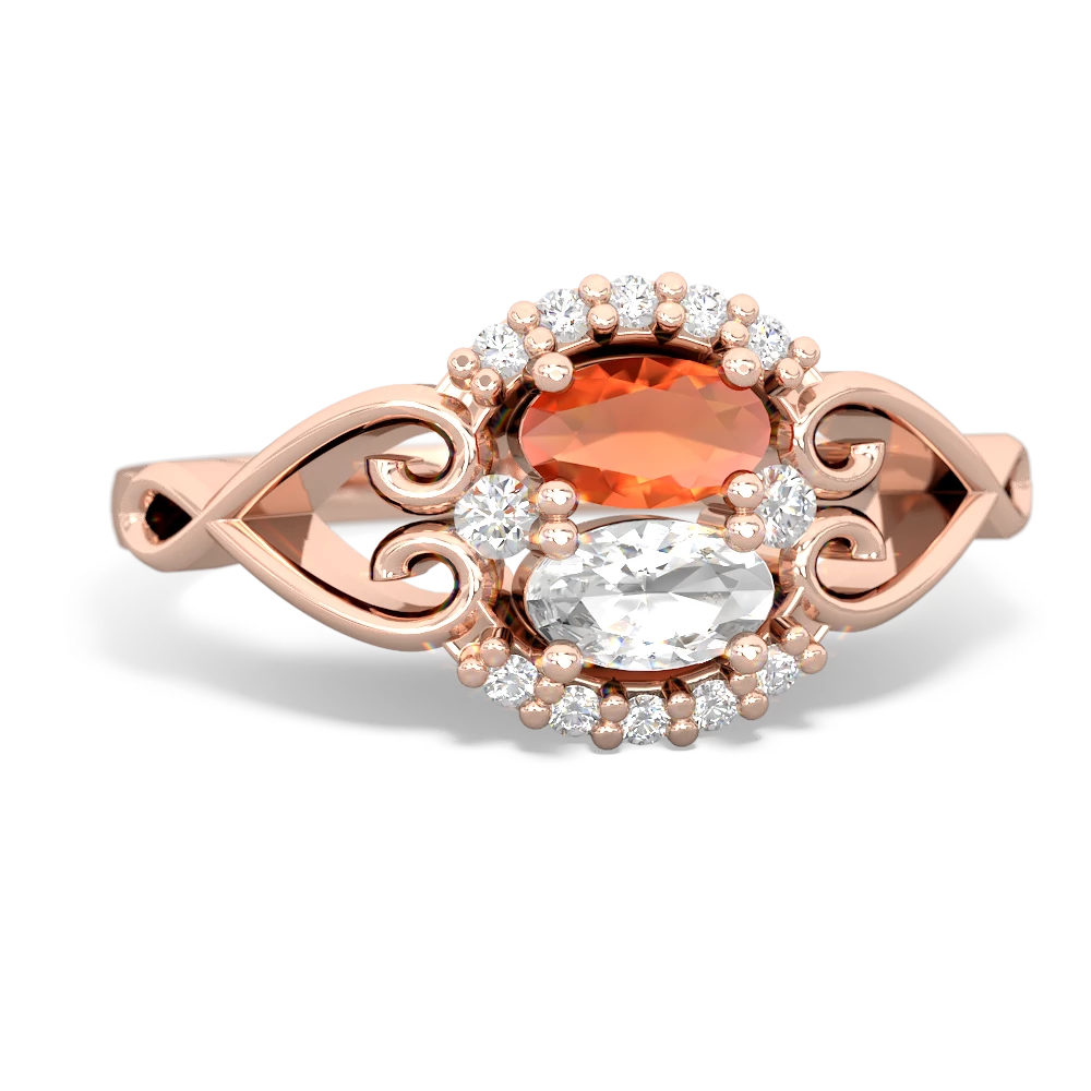 Fire Opal Love Nest 14K Rose Gold ring R5860