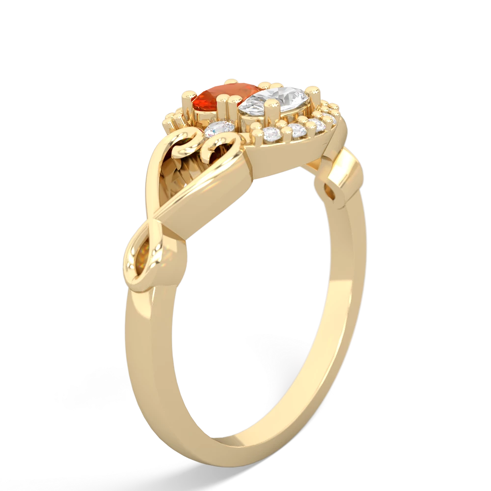 Fire Opal Love Nest 14K Yellow Gold ring R5860