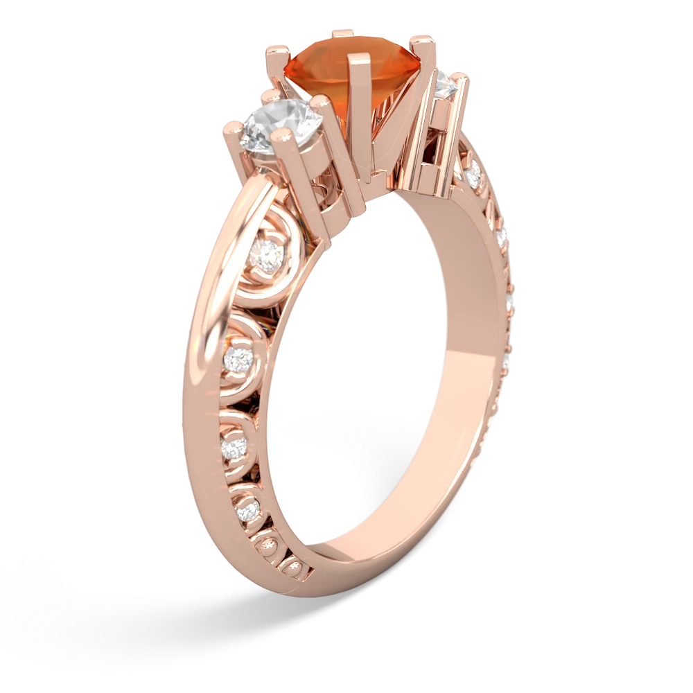 Fire Opal Art Deco Eternal Embrace Engagement 14K Rose Gold ring C2003