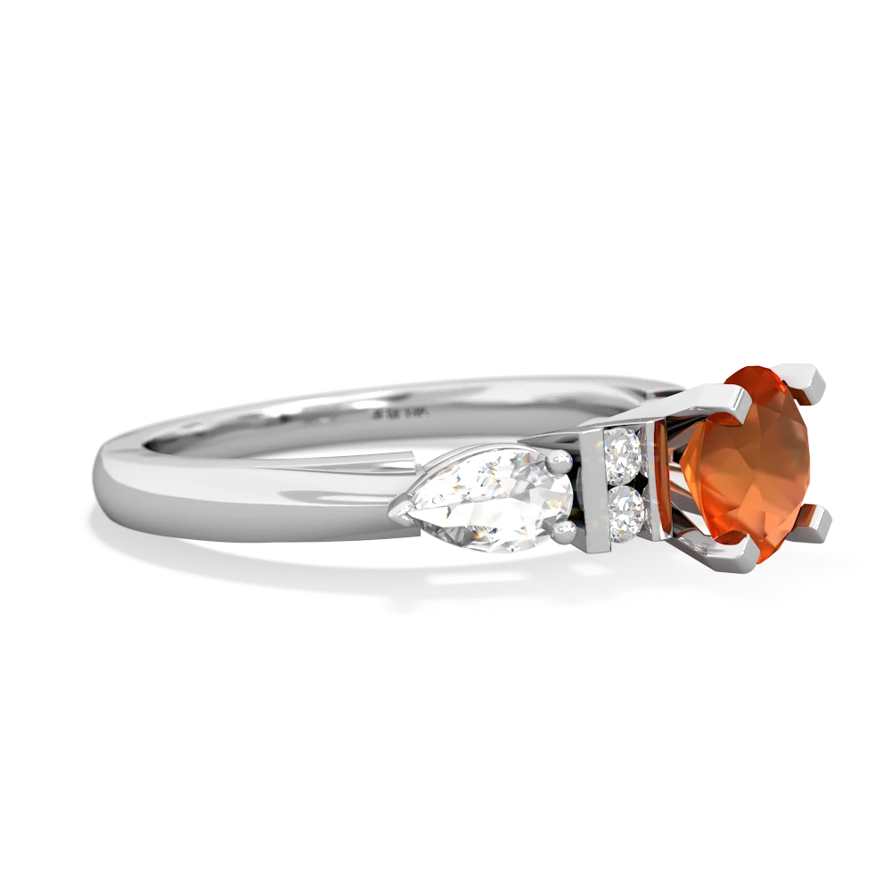 Fire Opal 6Mm Round Eternal Embrace Engagement 14K White Gold ring R2005