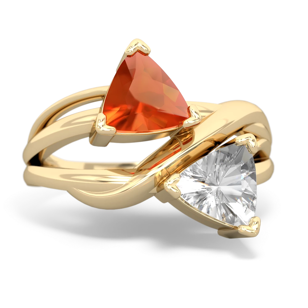 Fire Opal Split Band Swirl 14K Yellow Gold ring R2341