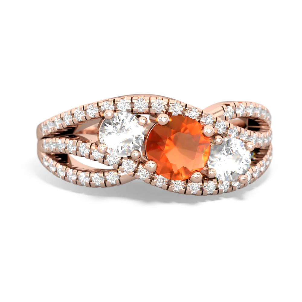 Fire Opal Three Stone Aurora 14K Rose Gold ring R3080