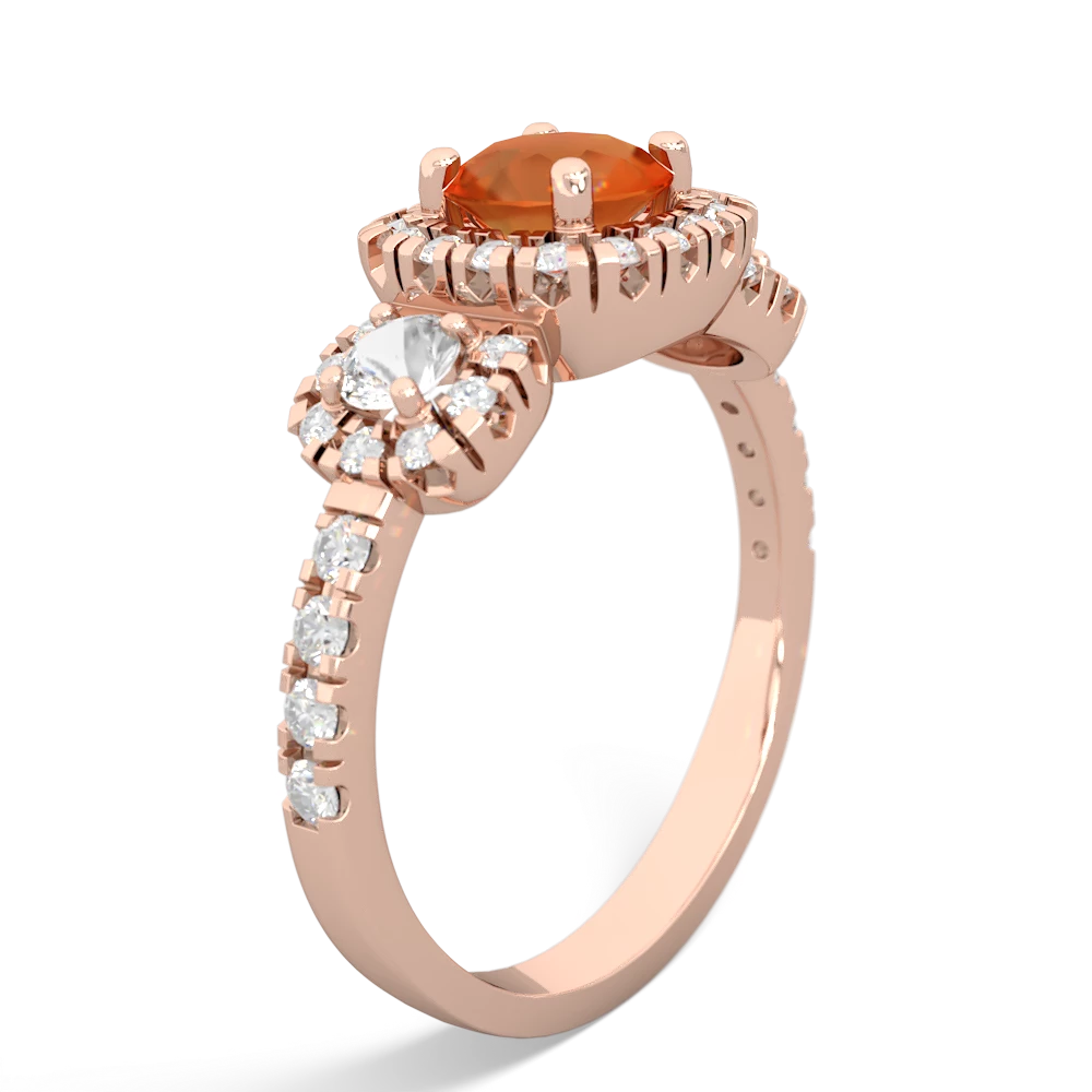 Fire Opal Regal Halo 14K Rose Gold ring R5350