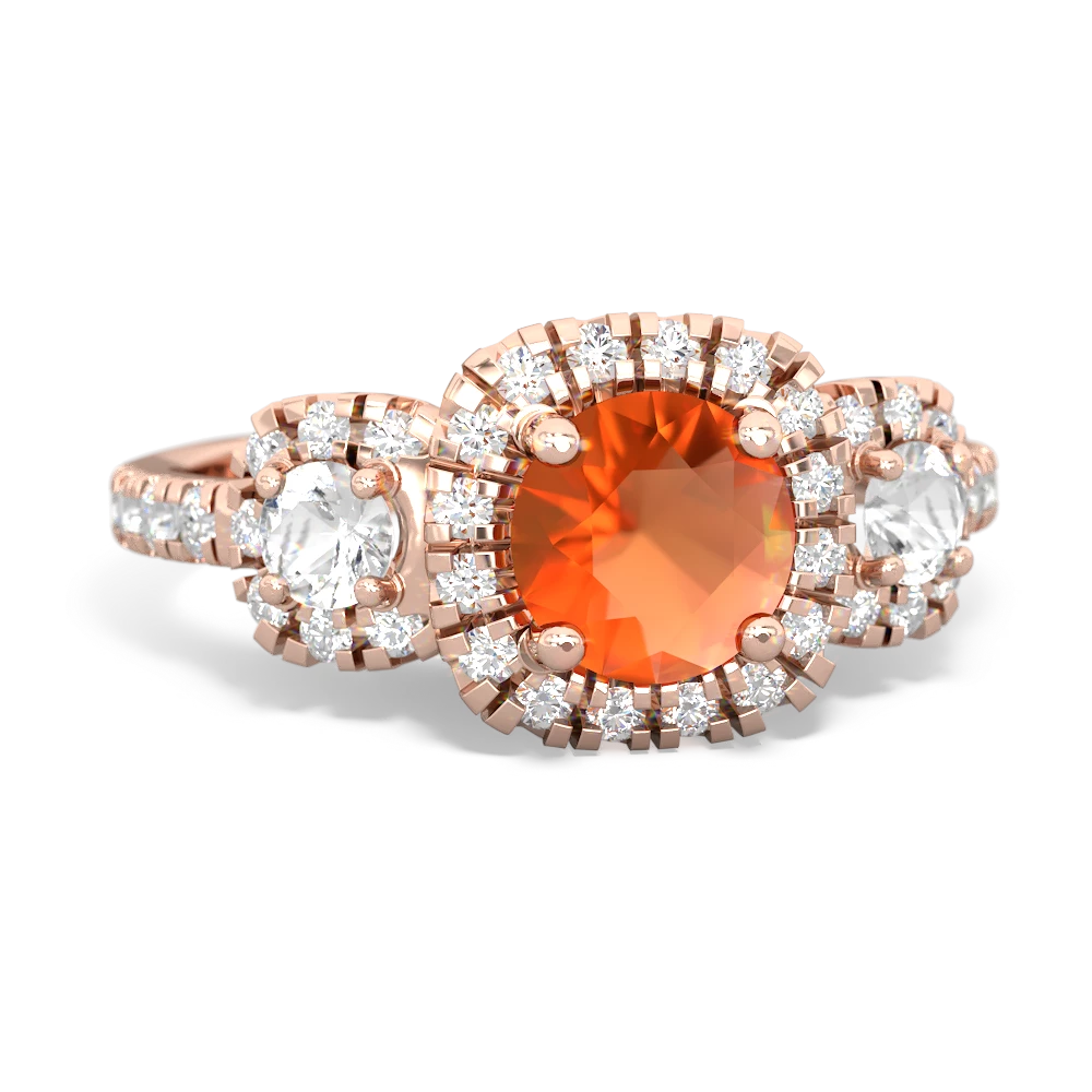 Fire Opal Regal Halo 14K Rose Gold ring R5350