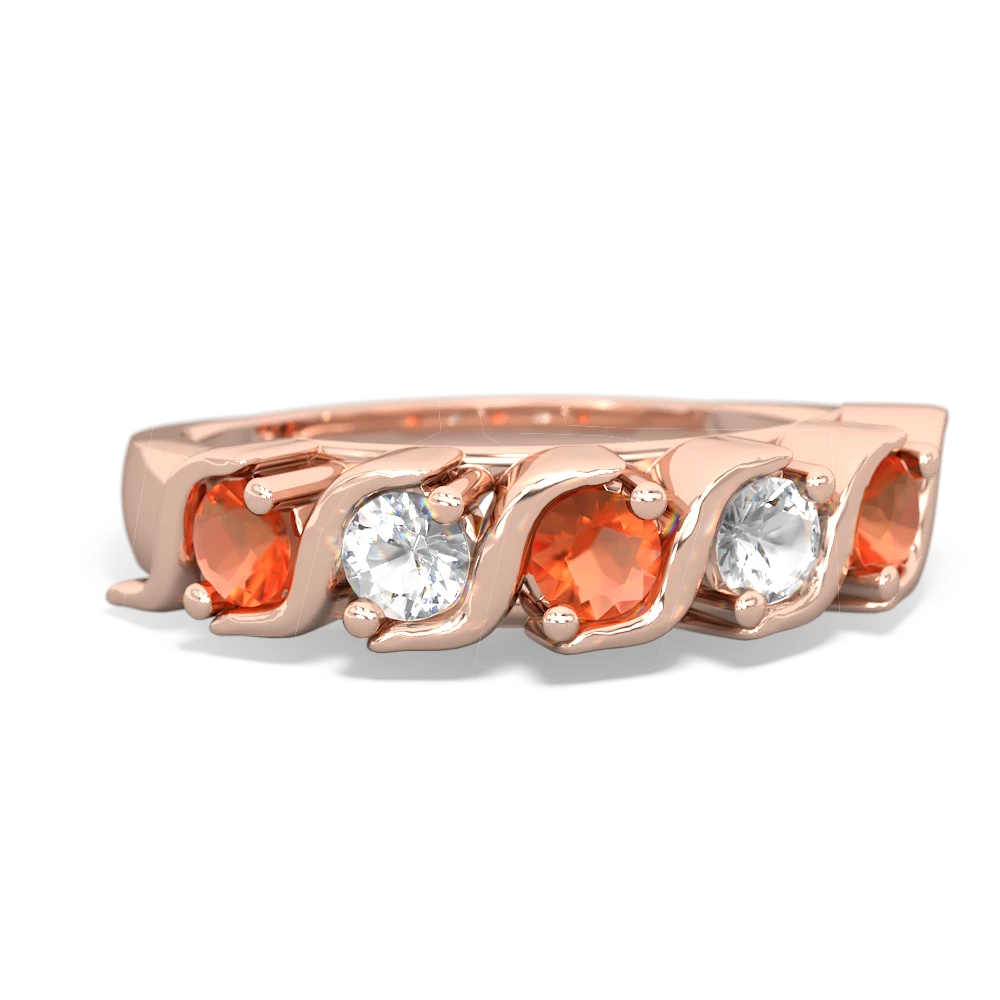 Fire Opal Anniversary Band 14K Rose Gold ring R2089