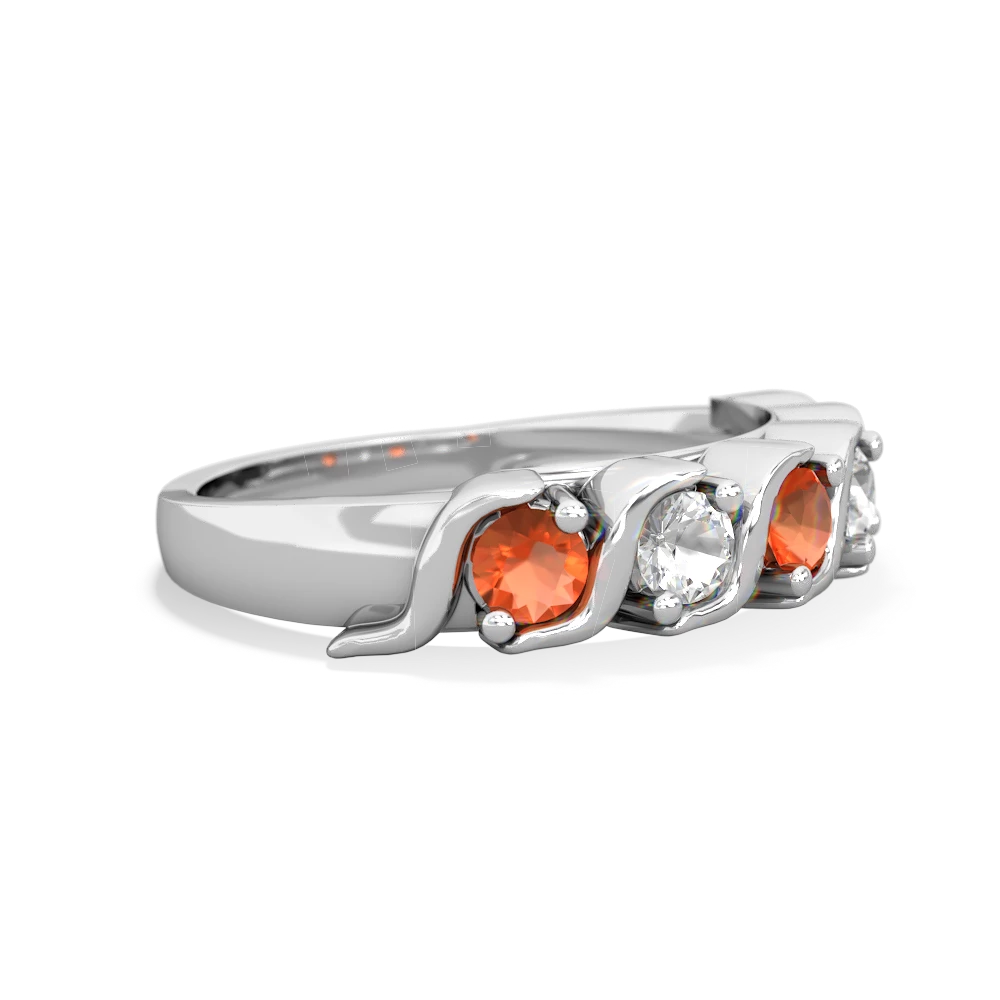 Fire Opal Anniversary Band 14K White Gold ring R2089