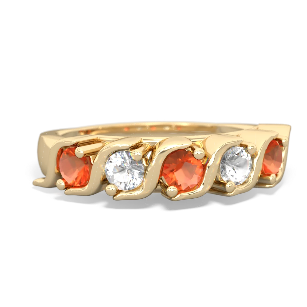 Fire Opal Anniversary Band 14K Yellow Gold ring R2089