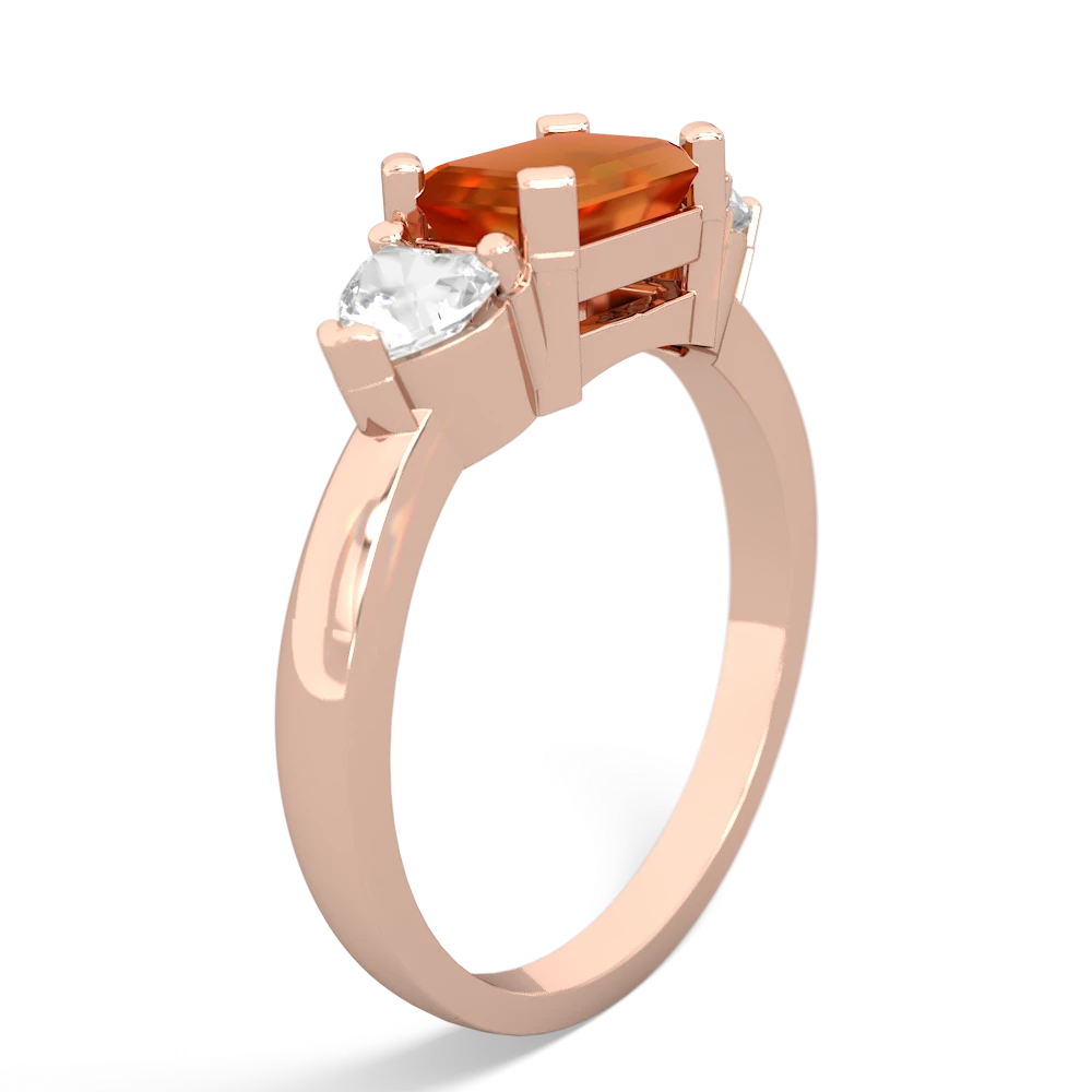 Fire Opal Three Stone 14K Rose Gold ring R5235