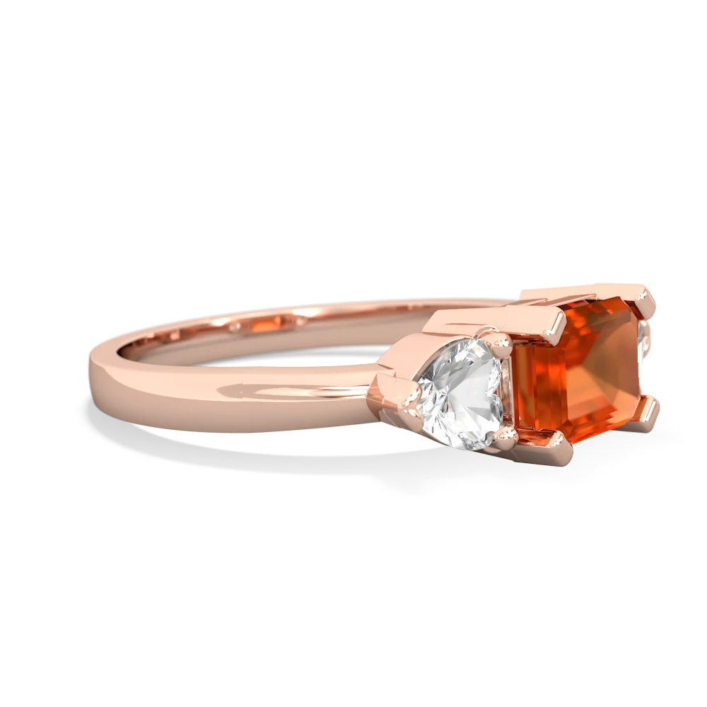 Fire Opal Three Stone 14K Rose Gold ring R5235