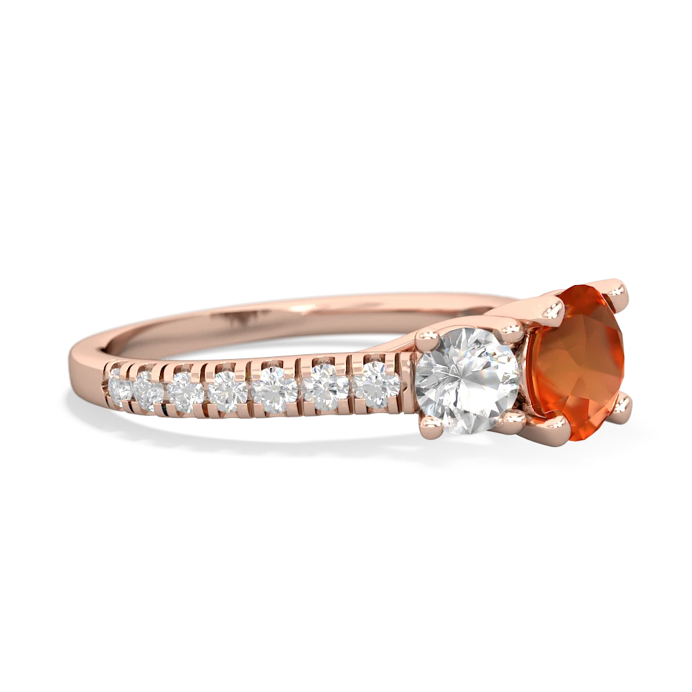 Fire Opal Pave Trellis 14K Rose Gold ring R5500