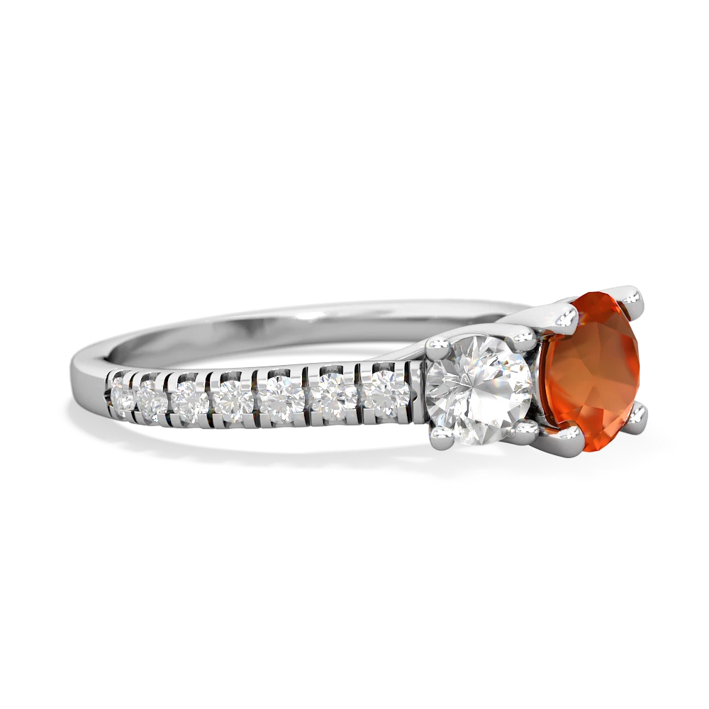 Fire Opal Pave Trellis 14K White Gold ring R5500