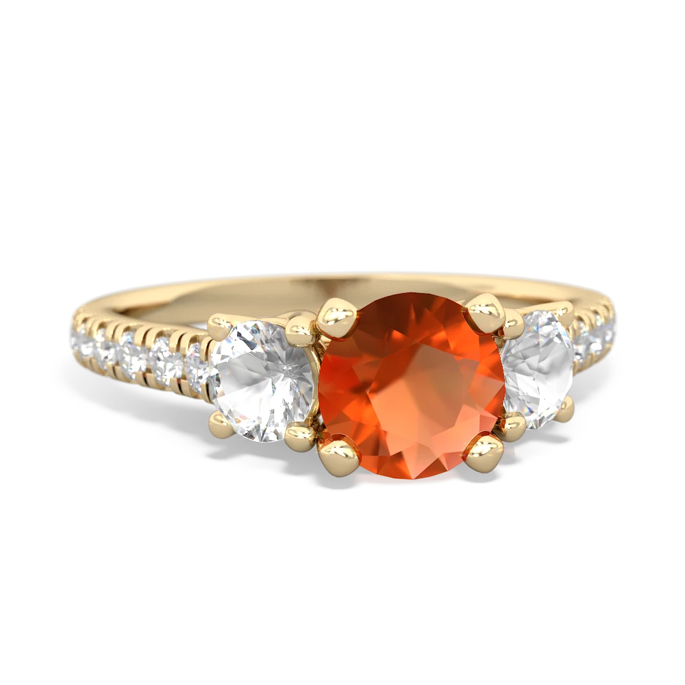 Fire Opal Pave Trellis 14K Yellow Gold ring R5500