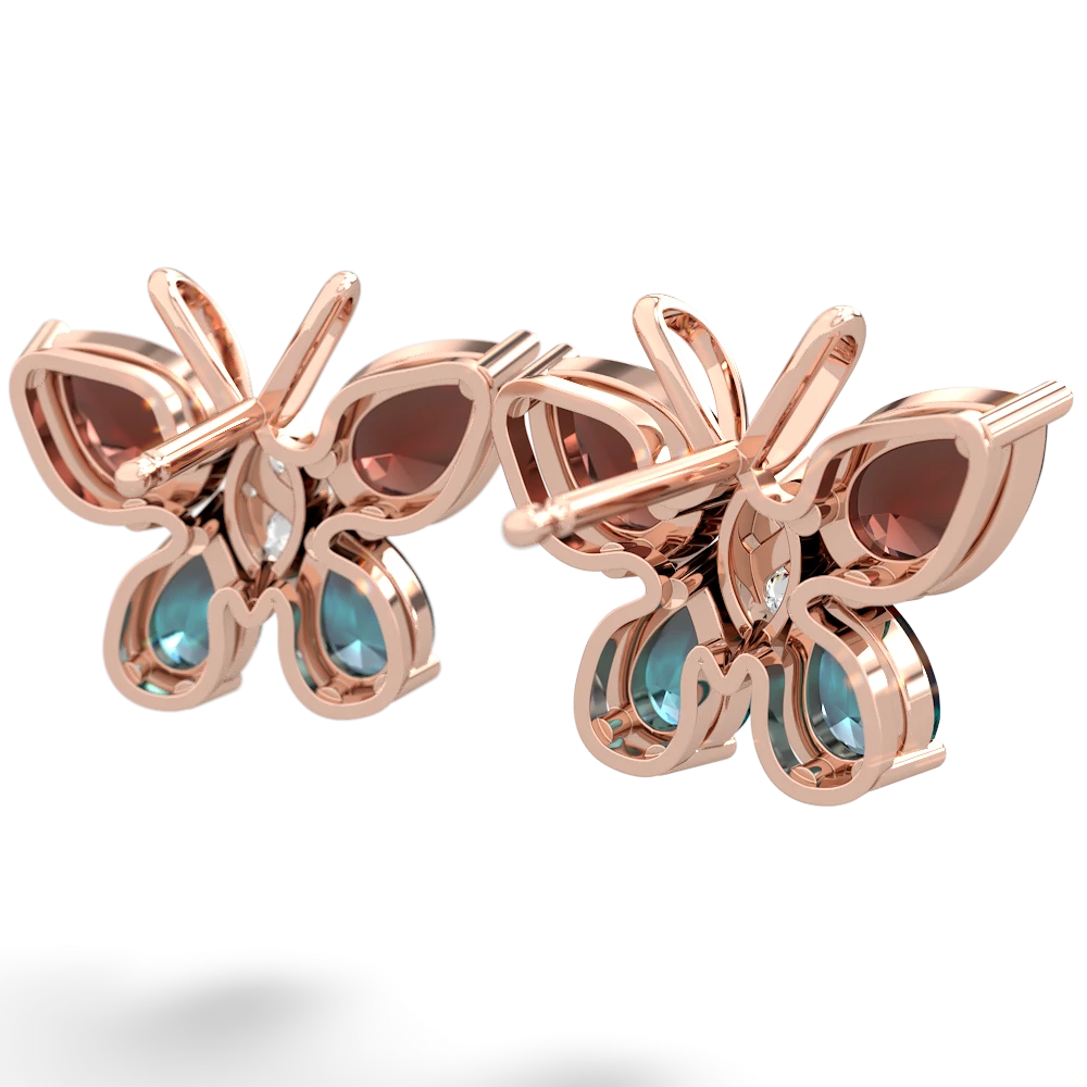 Garnet Butterfly 14K Rose Gold earrings E2215