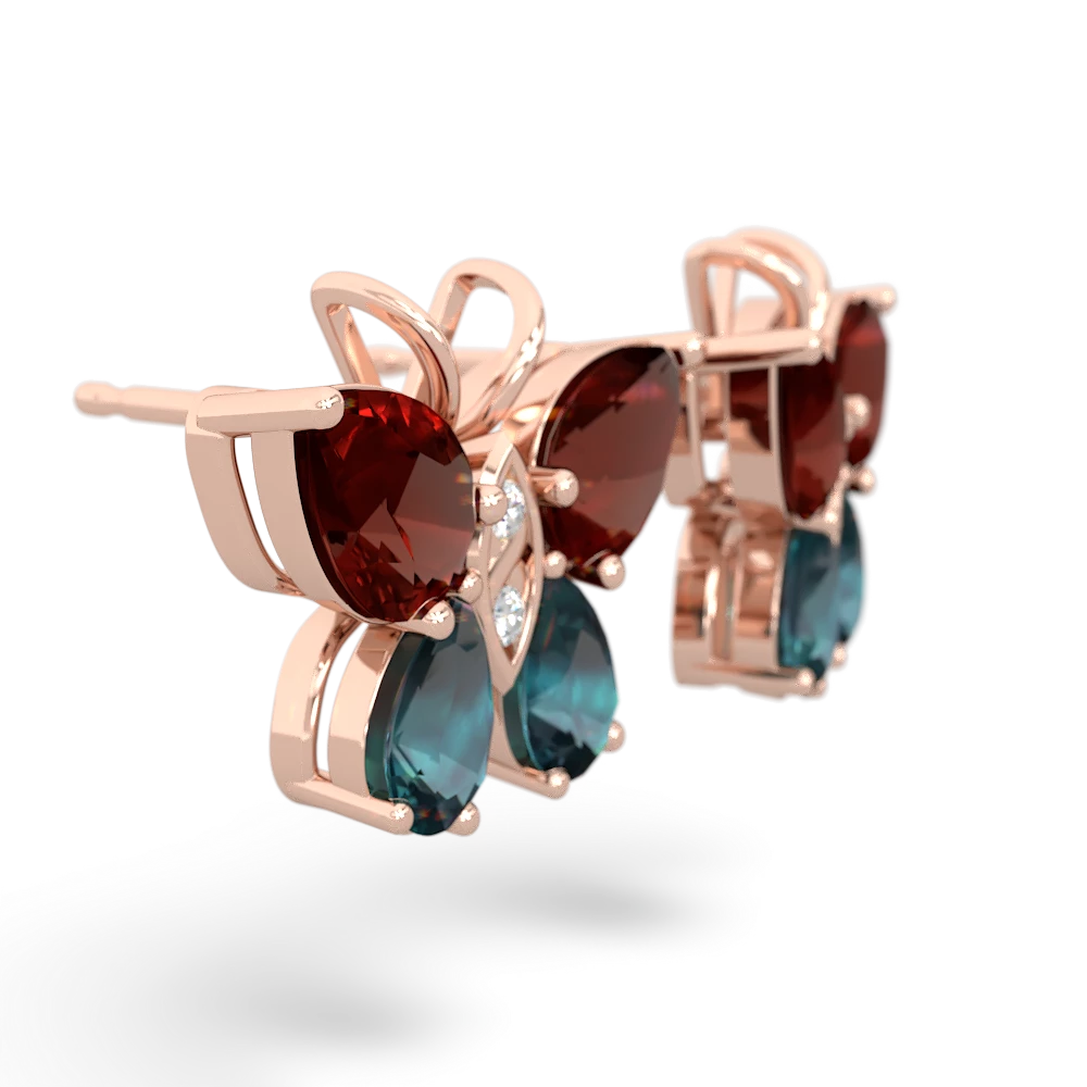 Garnet Butterfly 14K Rose Gold earrings E2215