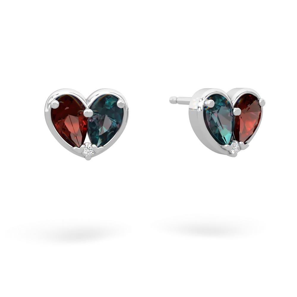 Garnet 'Our Heart' 14K White Gold earrings E5072