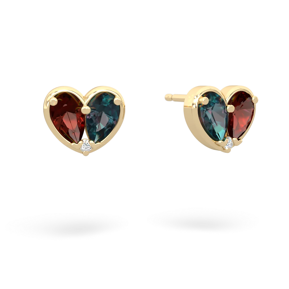 Garnet 'Our Heart' 14K Yellow Gold earrings E5072