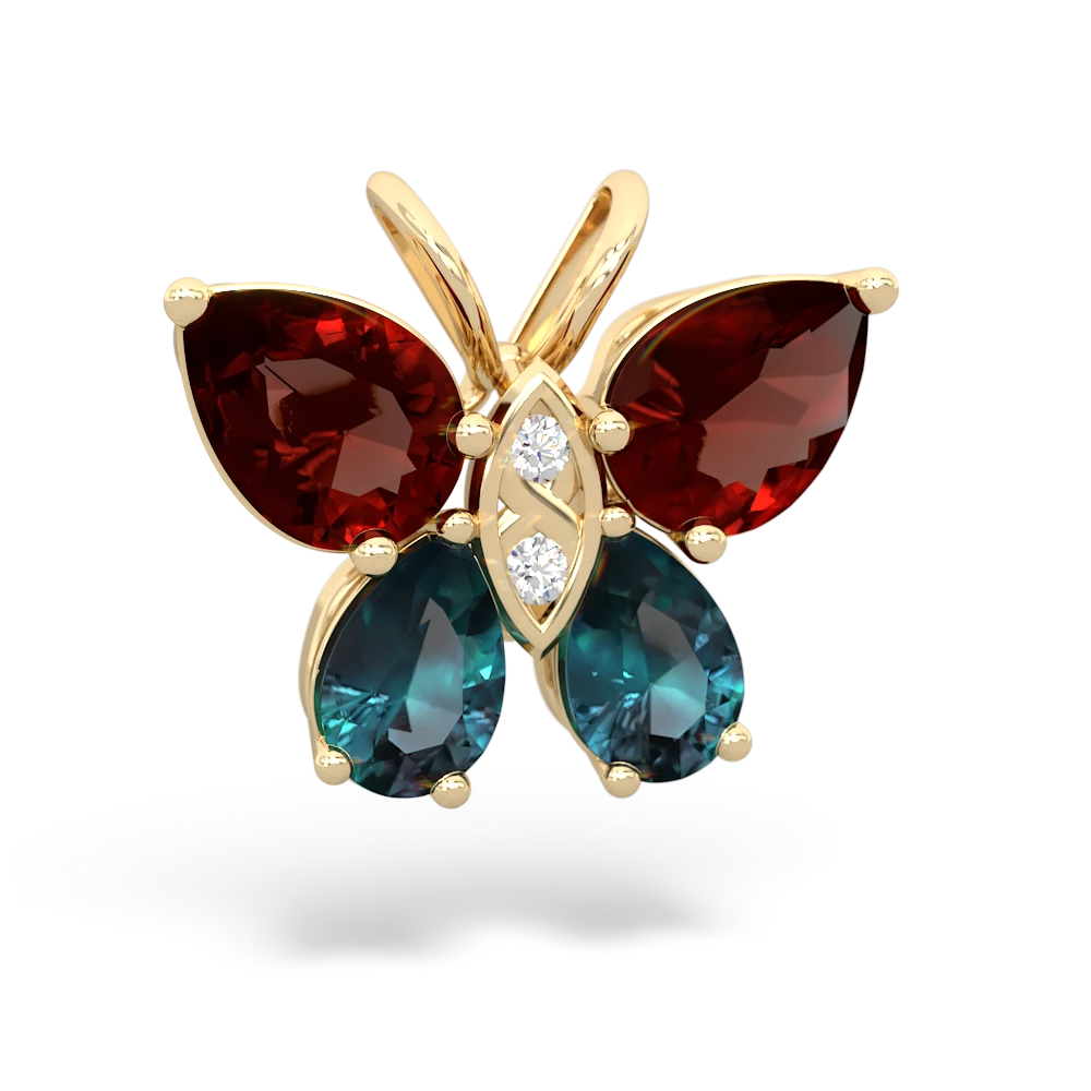 Garnet Butterfly 14K Yellow Gold pendant P2215