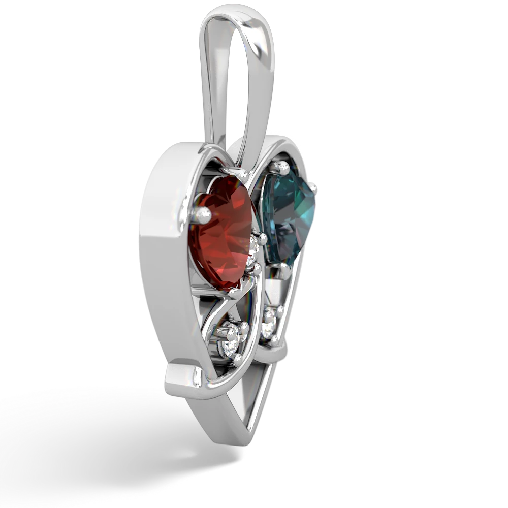 Garnet Celtic Trinity Heart 14K White Gold pendant P5331