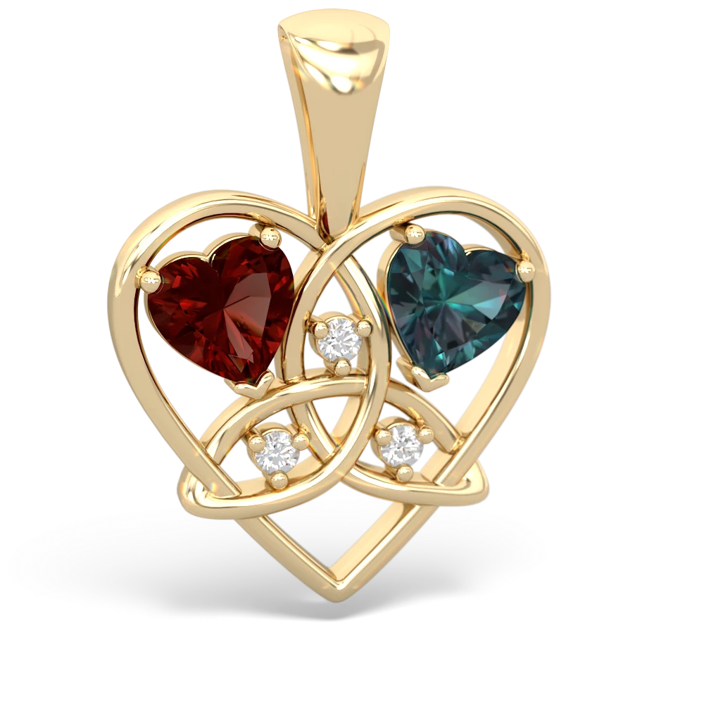 Garnet Celtic Trinity Heart 14K Yellow Gold pendant P5331