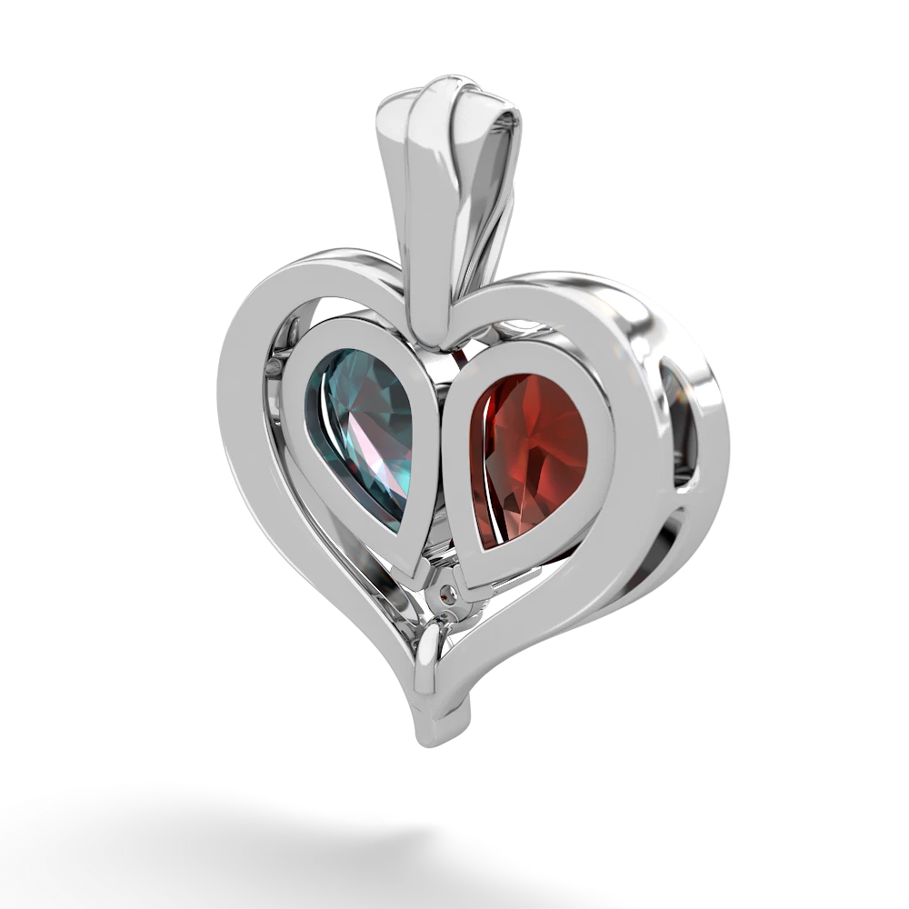 Garnet Two Become One 14K White Gold pendant P5330