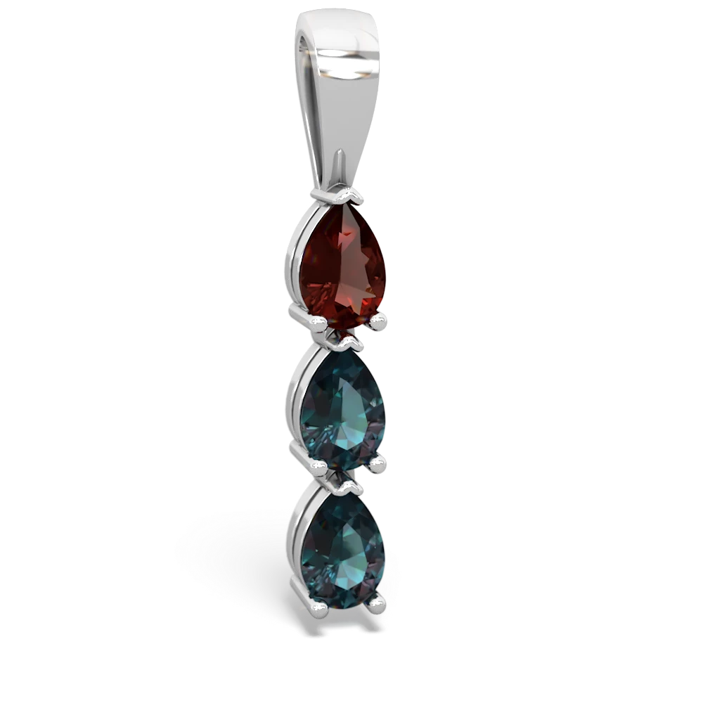 Garnet Dew Drops 14K White Gold pendant P2251