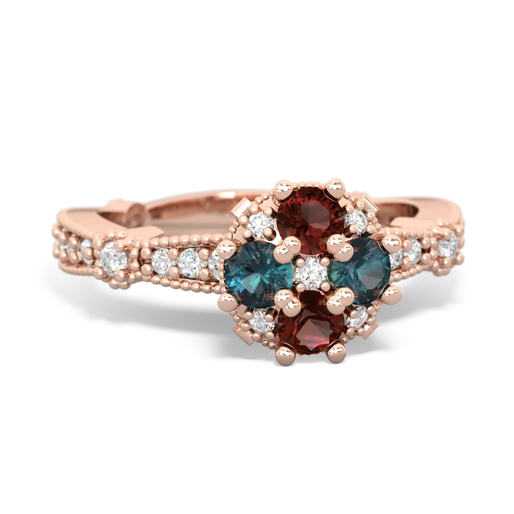 Garnet Sparkling Tiara Cluster 14K Rose Gold ring R26293RD