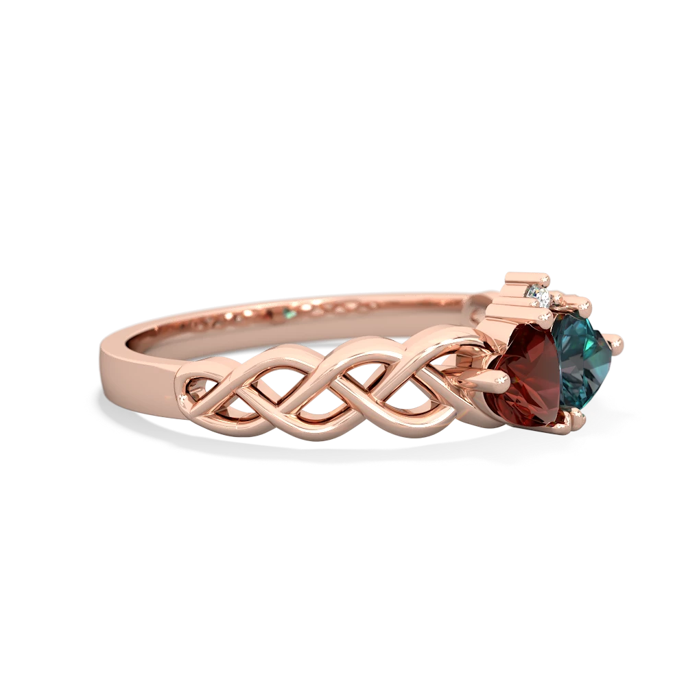 Garnet Heart To Heart Braid 14K Rose Gold ring R5870