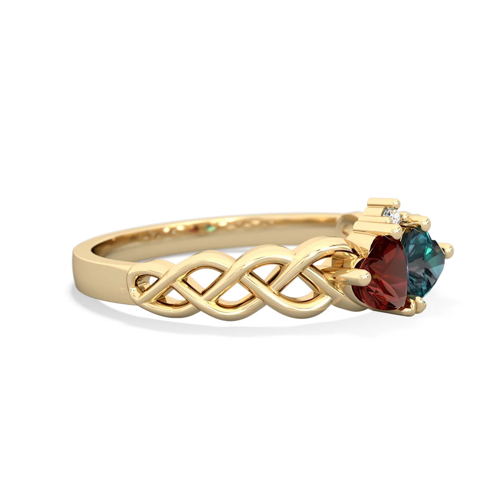 Garnet Heart To Heart Braid 14K Yellow Gold ring R5870