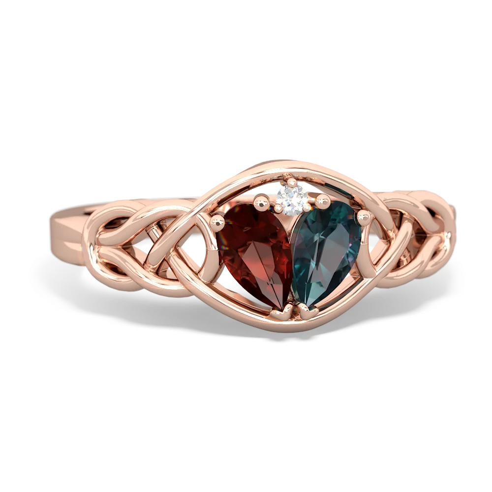 Garnet Celtic Love Knot 14K Rose Gold ring R5420