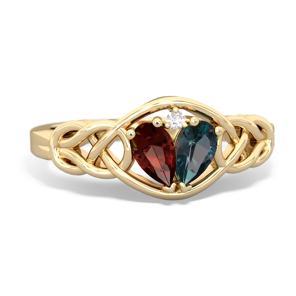 Garnet Celtic Love Knot 14K Yellow Gold ring R5420