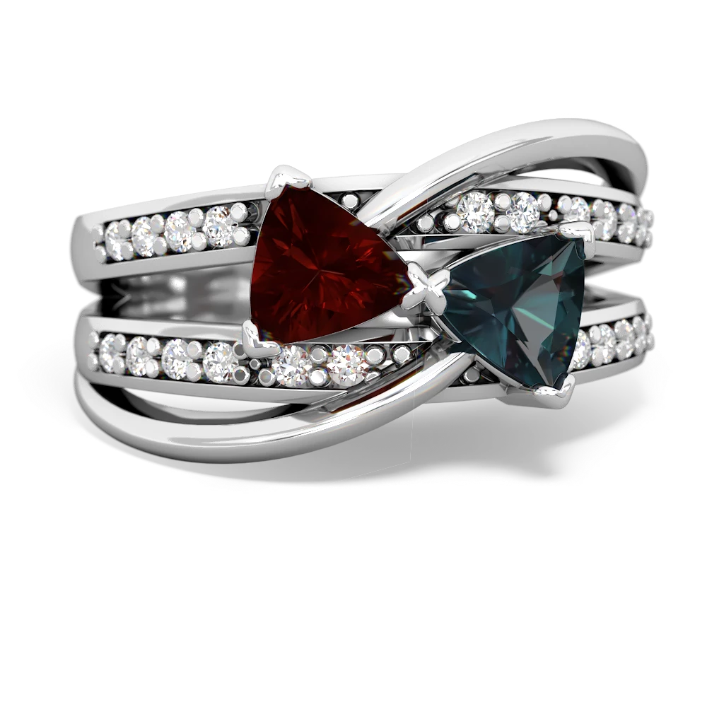 Garnet Bowtie 14K White Gold ring R2360