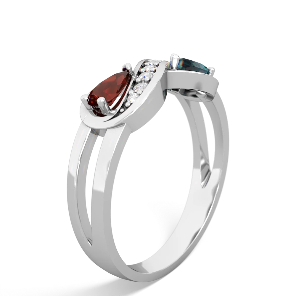 Garnet Diamond Infinity 14K White Gold ring R5390