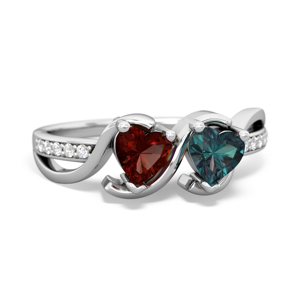 Garnet Side By Side 14K White Gold ring R3090