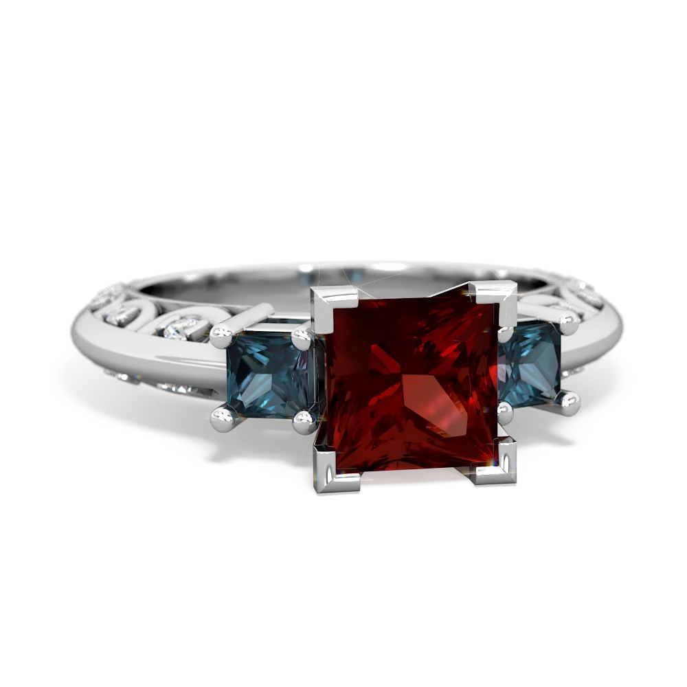 Garnet Eternal Embrace Engagement 14K White Gold ring C2001