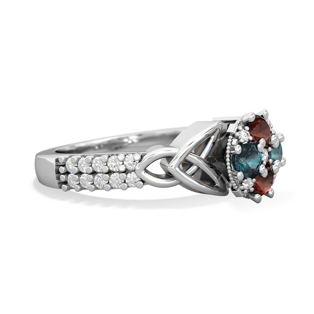 Garnet Celtic Knot Cluster Engagement 14K White Gold ring R26443RD