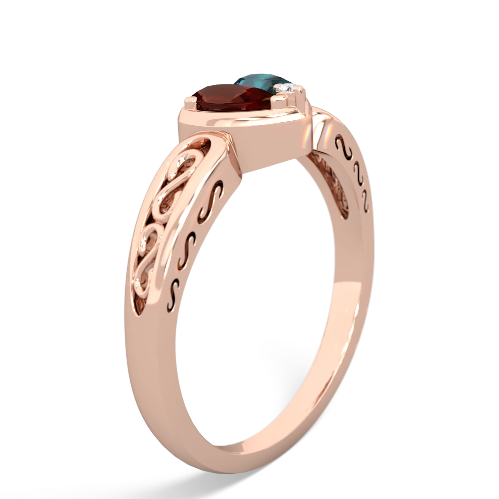 Garnet Filligree 'One Heart' 14K Rose Gold ring R5070